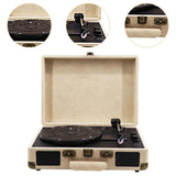 Maxbell Portable Suitcase Records Player EU Standard Turntable for Bedroom Desk Shelf