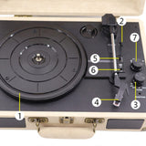 Maxbell Portable Suitcase Records Player EU Standard Turntable for Bedroom Desk Shelf