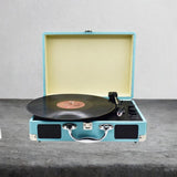 Maxbell Retro Player Vintage Entertainment 2.0 Stereo Portable Suitcase Vinyl Player Blue