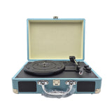 Maxbell Retro Player Vintage Entertainment 2.0 Stereo Portable Suitcase Vinyl Player Blue
