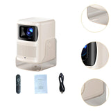 Maxbell 4K Projector Multiple Interfaces Outdoor Projector for Theater Party Bedroom Beige