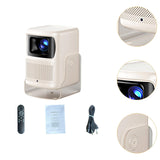 Maxbell 4K Projector AutoFocus Adjustable Outdoor Projector for Meeting Theater Home Beige