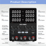 Maxbell DC Power Supply Variable 5V 2A USB Port with Power Cord with 4 Digit Display Output 120V 3A