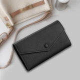 Maxbell Womens Wallet Stylish PU Leather Minimalist Purse for Travel Shopping Dating Black