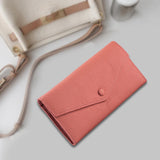 Maxbell Womens Wallet Stylish PU Leather Minimalist Purse for Travel Shopping Dating Pink