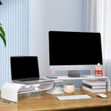Maxbell Double Monitor Stand for Desk Multipurpose Sturdy Monitor Riser with Storage Black