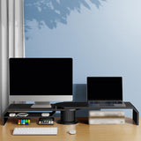 Maxbell Double Monitor Stand for Desk Multipurpose Sturdy Monitor Riser with Storage Black