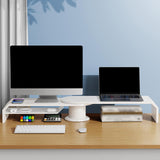 Maxbell Double Monitor Stand for Desk Multipurpose Sturdy Monitor Riser with Storage White