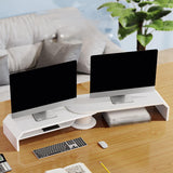 Maxbell Double Monitor Stand for Desk Multipurpose Sturdy Monitor Riser with Storage White