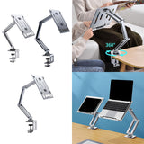 Maxbell Tablet Stand Desktop Clamp Mount with Screw Locking  Silvery 2 Arms