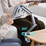 Maxbell Tablet Stand Desktop Clamp Mount with Screw Locking  Silvery 2 Arms