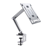 Maxbell Tablet Stand Desktop Clamp Mount with Screw Locking  Silvery 2 Arms