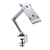 Maxbell Tablet Stand Desktop Clamp Mount with Screw Locking  Silvery 2 Arms