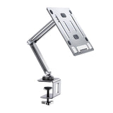Maxbell Tablet Stand Desktop Clamp Mount with Screw Locking  Silvery 2 Arms