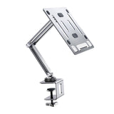 Maxbell Tablet Stand Desktop Clamp Mount with Screw Locking  Silvery 2 Arms