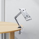 Maxbell Tablet Stand Desktop Clamp Mount with Screw Locking  Silvery 2 Arms