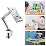 Maxbell Tablet Stand Desktop Clamp Mount with Screw Locking  Silvery 2 Arms