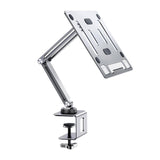 Maxbell Tablet Stand Desktop Clamp Mount with Screw Locking  Silvery 2 Arms