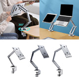 Maxbell Tablet Stand Desktop Clamp Mount with Screw Locking  Silvery 2 Arms