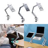 Maxbell Tablet Stand Desktop Clamp Mount with Screw Locking  Silvery 2 Arms