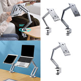 Maxbell Tablet Stand Desktop Clamp Mount with Screw Locking  Silvery 2 Arms