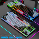 Maxbell Gaming Keyboard Ergonomic Colorful LED Backlit Office Keyboard for Laptop PC