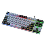 Maxbell Wired Gaming Keyboard 87 Keys Colorful LED Backlit for Laptop Desktop Typing