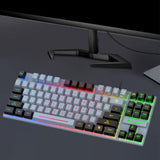 Maxbell Wired Gaming Keyboard 87 Keys Colorful LED Backlit for Laptop Desktop Typing