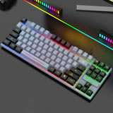 Maxbell Wired Gaming Keyboard 87 Keys Colorful LED Backlit for Laptop Desktop Typing