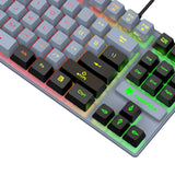 Maxbell Wired Gaming Keyboard 87 Keys Colorful LED Backlit for Laptop Desktop Typing