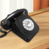 Maxbell Rotary Dial Landline Phone Dining Room Living Room Corded Landline Telephone Black
