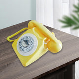 Maxbell Rotary Dial Landline Phone Dining Room Living Room Corded Landline Telephone Yellow