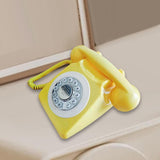 Maxbell Rotary Dial Landline Phone Dining Room Living Room Corded Landline Telephone Yellow