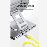 Maxbell Docking Station Aluminium Alloy Holder for Phone Electronic Equipment Office 8 in 1 Rotate