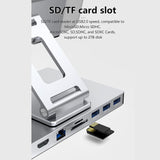 Maxbell Docking Station Aluminium Alloy Holder for Phone Electronic Equipment Office 8 in 1 Rotate