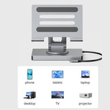 Maxbell Docking Station Aluminium Alloy Holder for Phone Electronic Equipment Office 8 in 1 Rotate