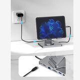 Maxbell Docking Station Aluminium Alloy Holder for Phone Electronic Equipment Office 8 in 1 Rotate