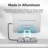 Maxbell Docking Station Aluminium Alloy Holder for Phone Electronic Equipment Office 8 in 1 Rotate