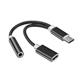 Maxbell USB C to 3.5mm Jack Headphone Charger Adapter Voice Charging Cable Converter Black