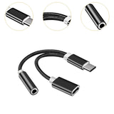 Maxbell USB C to 3.5mm Jack Headphone Charger Adapter Voice Charging Cable Converter Black