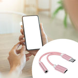 Maxbell USB C to 3.5mm Jack Headphone Charger Adapter Voice Charging Cable Converter Pink