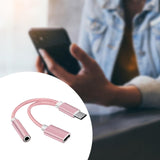 Maxbell USB C to 3.5mm Jack Headphone Charger Adapter Voice Charging Cable Converter Pink