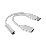 Maxbell USB C to 3.5mm Jack Headphone Charger Adapter Voice Charging Cable Converter Silver