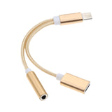 Maxbell USB C to 3.5mm Jack Headphone Charger Adapter Voice Charging Cable Converter Gold