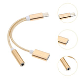 Maxbell USB C to 3.5mm Jack Headphone Charger Adapter Voice Charging Cable Converter Gold