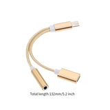 Maxbell USB C to 3.5mm Jack Headphone Charger Adapter Voice Charging Cable Converter Gold