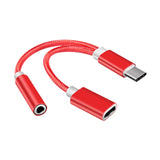 Maxbell USB C to 3.5mm Jack Headphone Charger Adapter Voice Charging Cable Converter Red