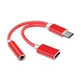 Maxbell USB C to 3.5mm Jack Headphone Charger Adapter Voice Charging Cable Converter Red