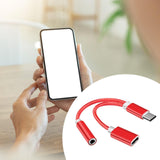 Maxbell USB C to 3.5mm Jack Headphone Charger Adapter Voice Charging Cable Converter Red