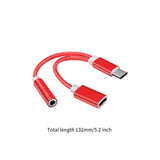 Maxbell USB C to 3.5mm Jack Headphone Charger Adapter Voice Charging Cable Converter Red